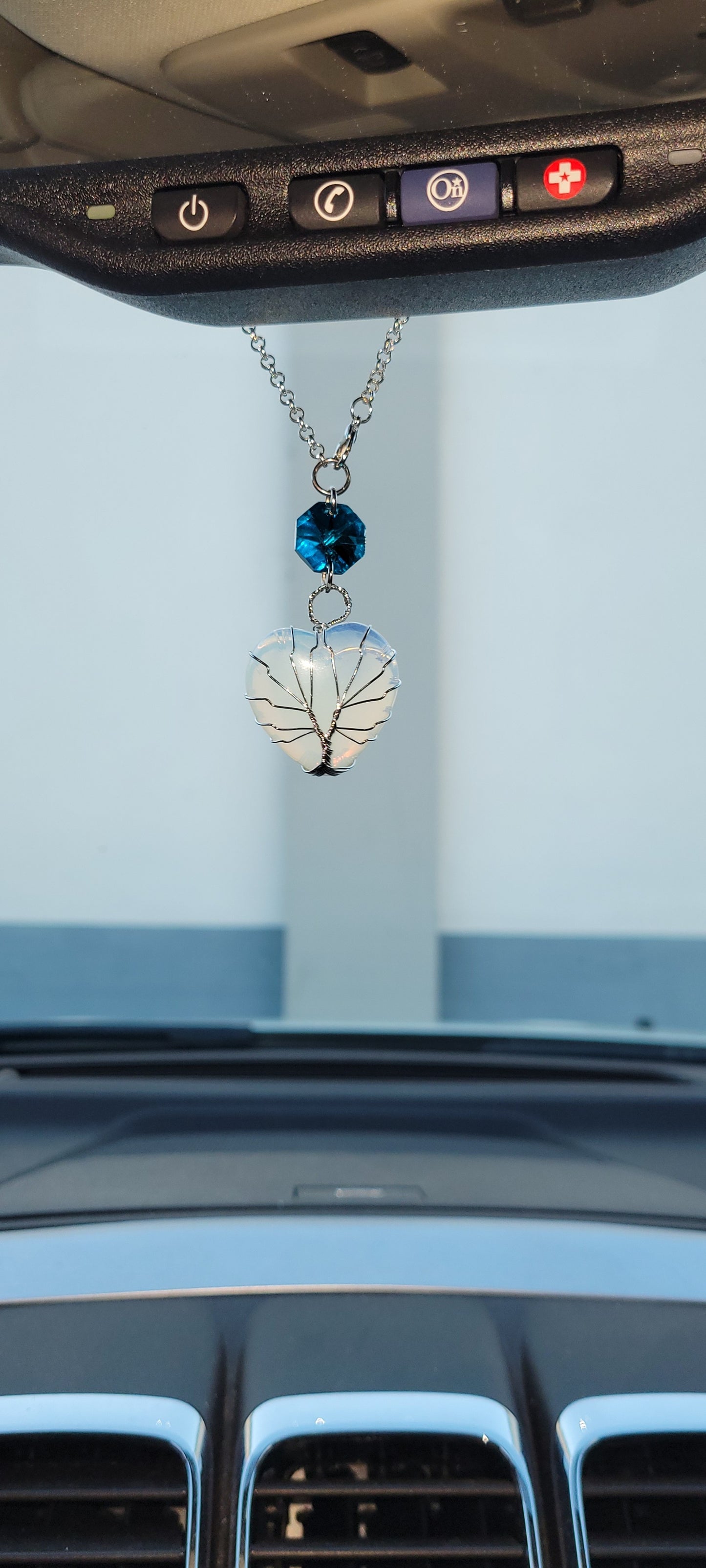 Opalite Heart Car Charm