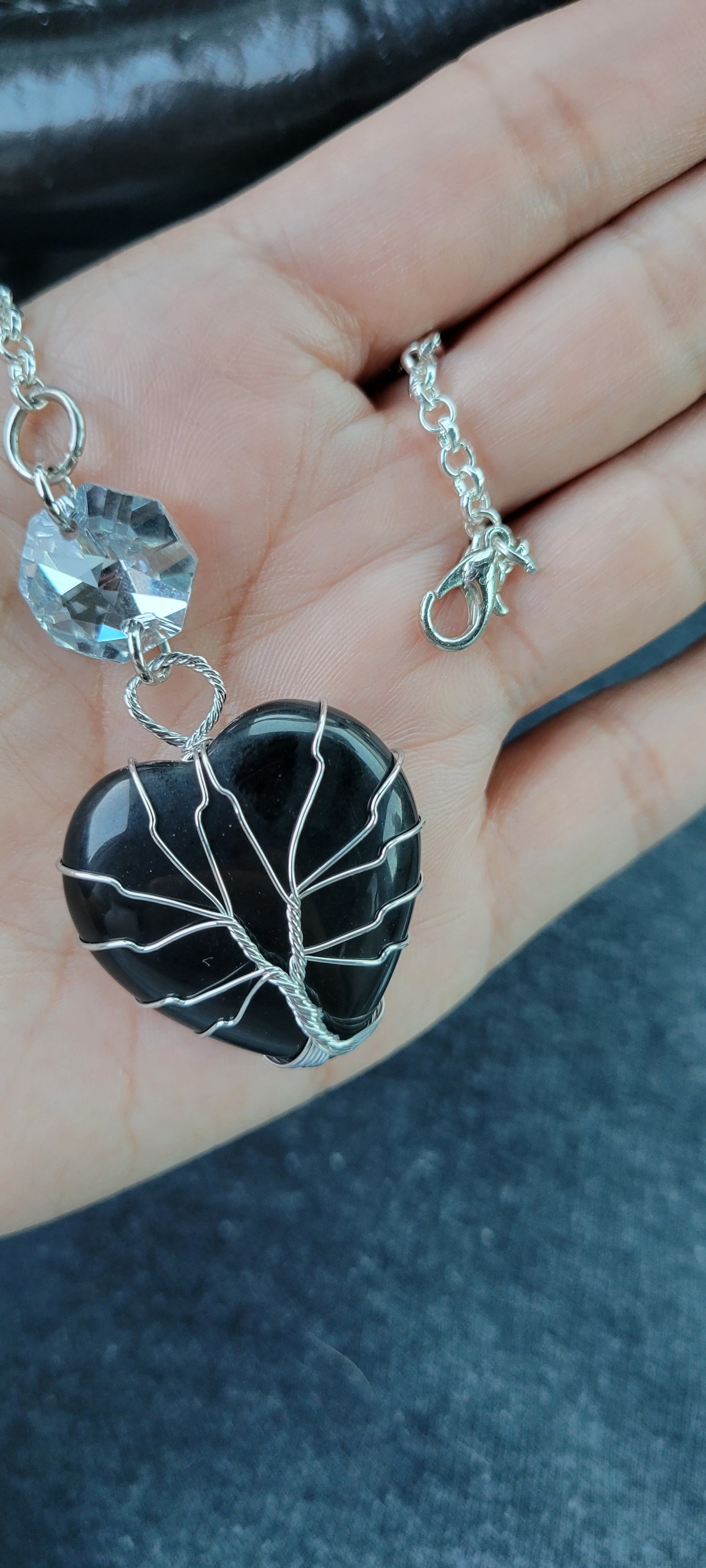 Black Obsidian Heart Car Charm