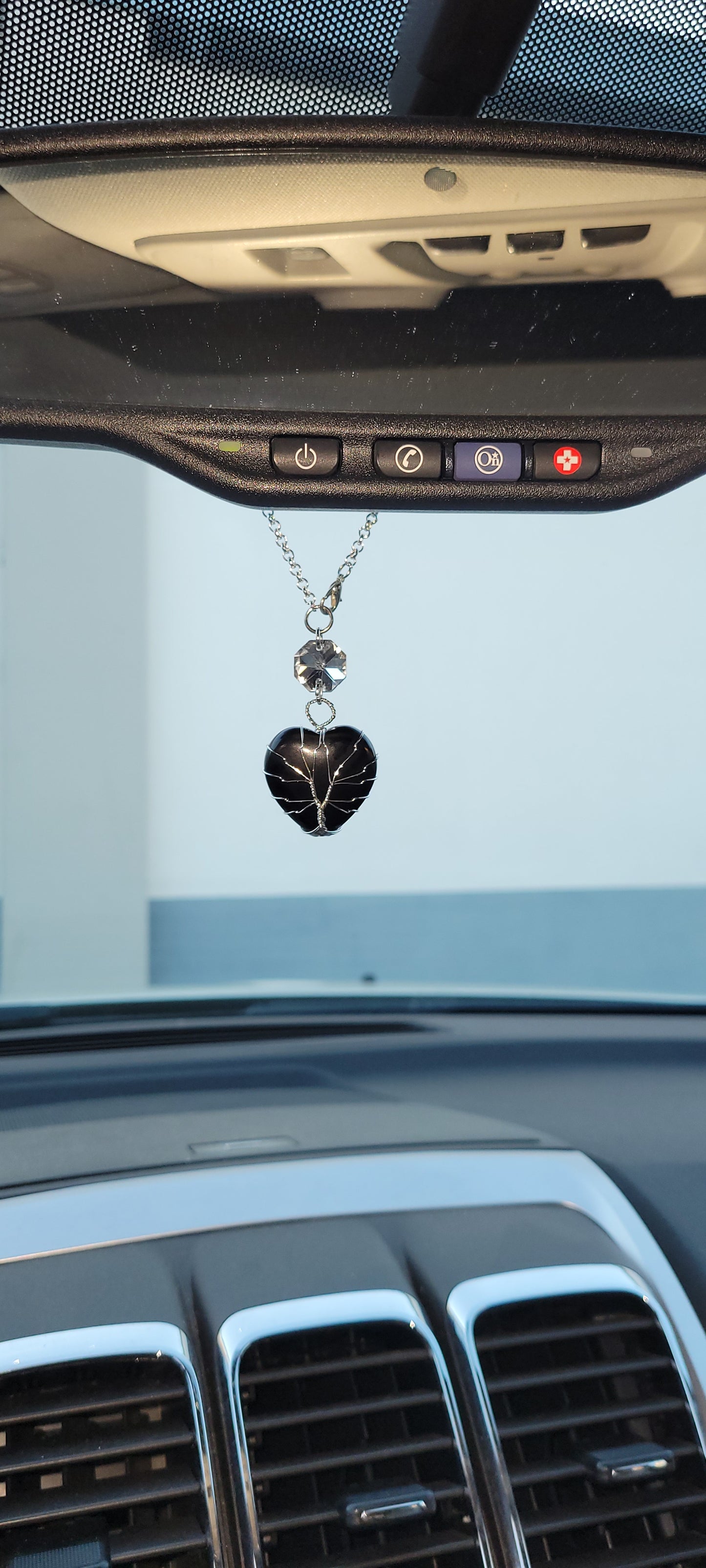 Black Obsidian Heart Car Charm