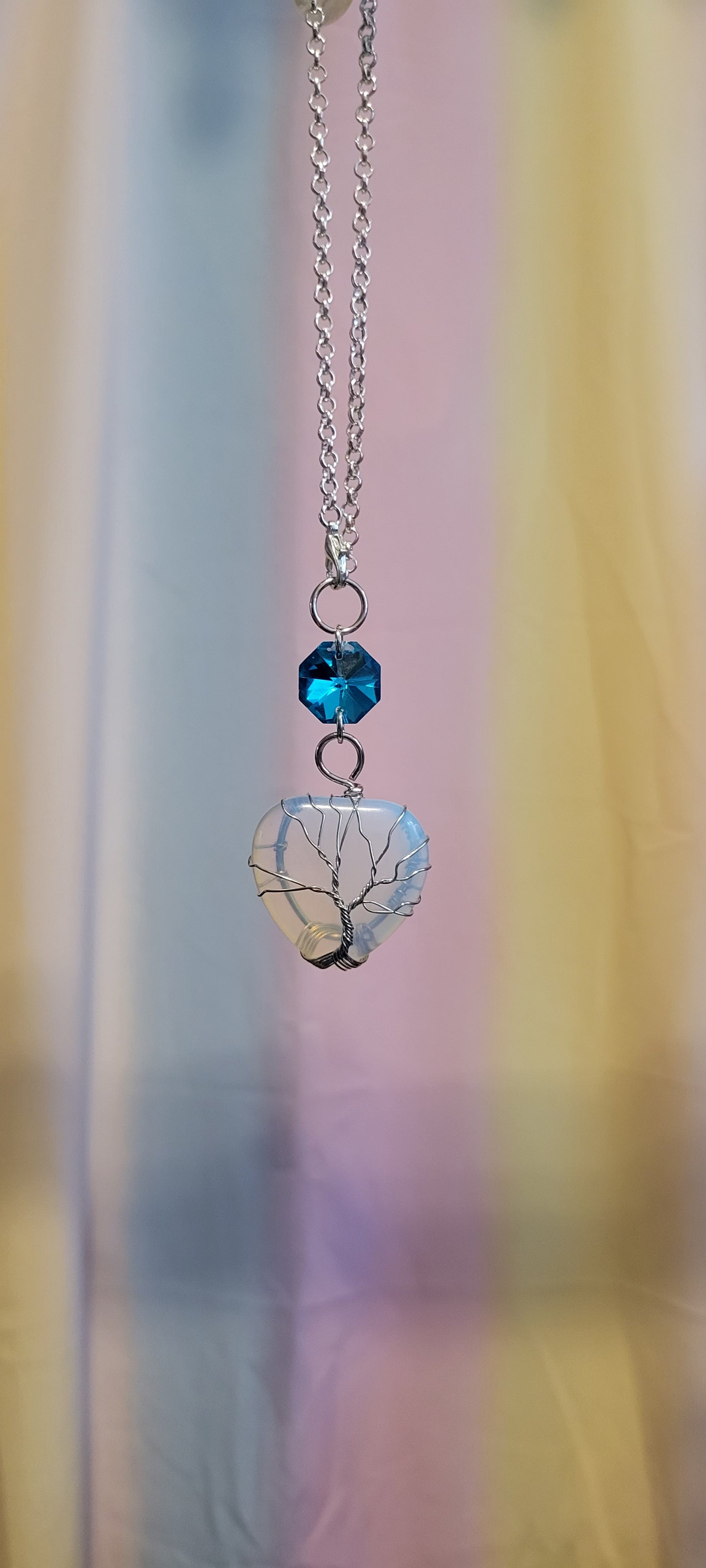 Opalite Heart Car Charm