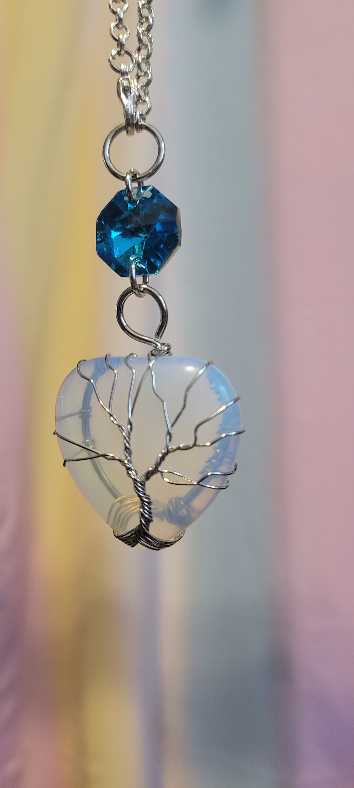 Opalite Heart Car Charm
