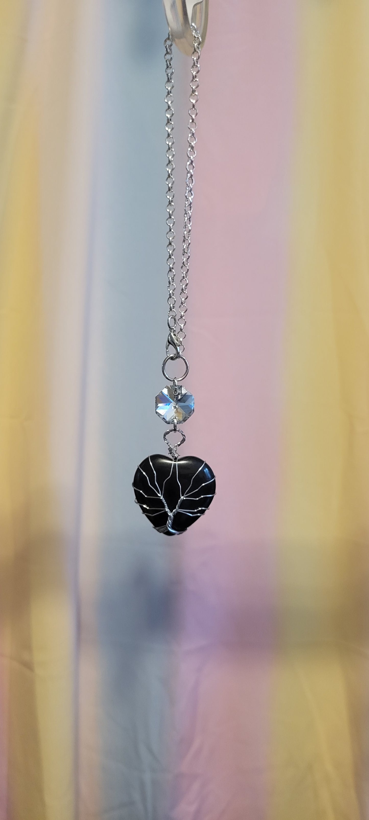Black Obsidian Heart Car Charm