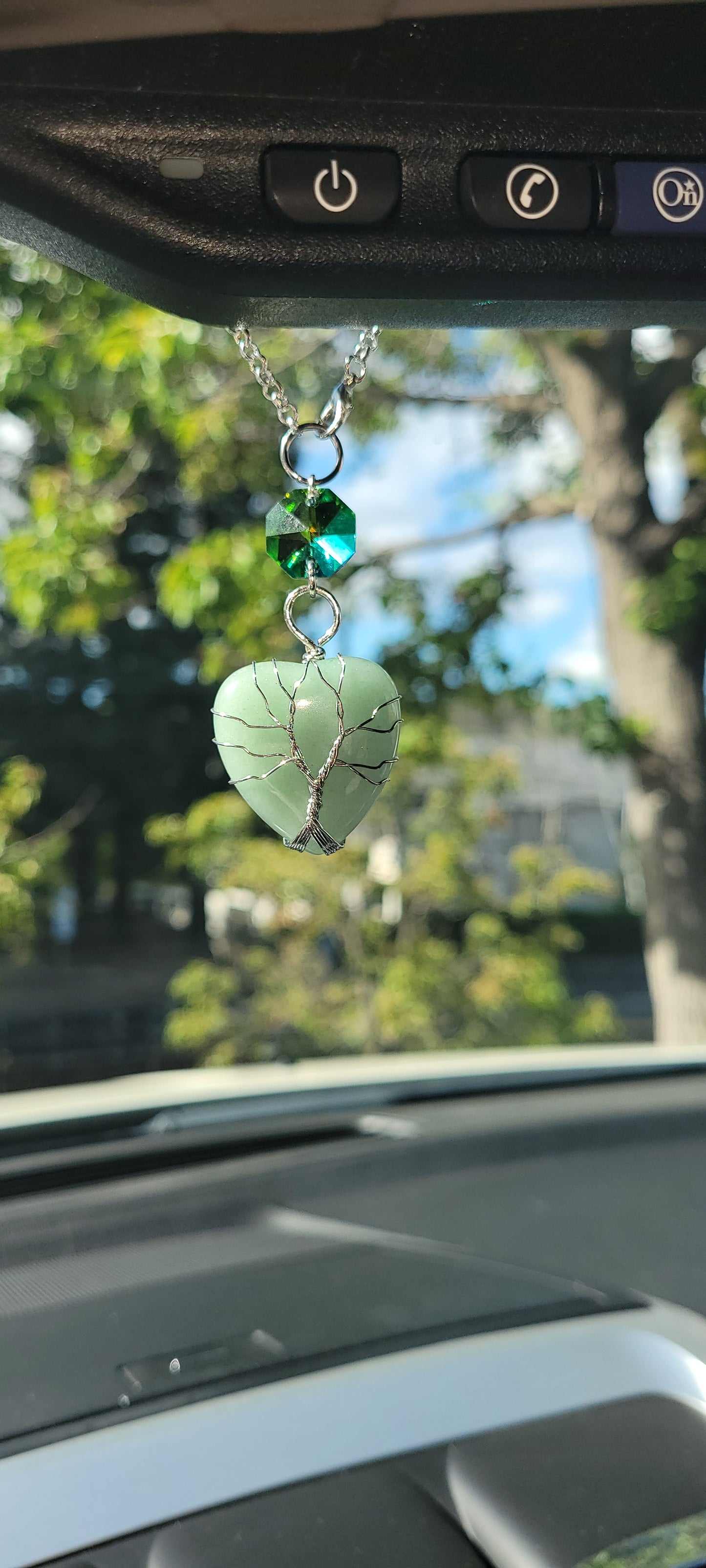 Green Aventurine Heart Car Charm