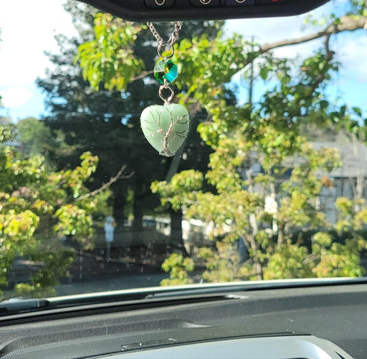 Green Aventurine Heart Car Charm