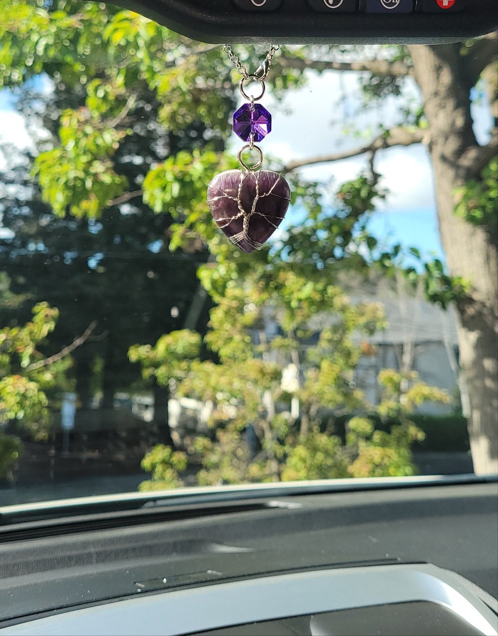 Amethyst Heart Car Charm