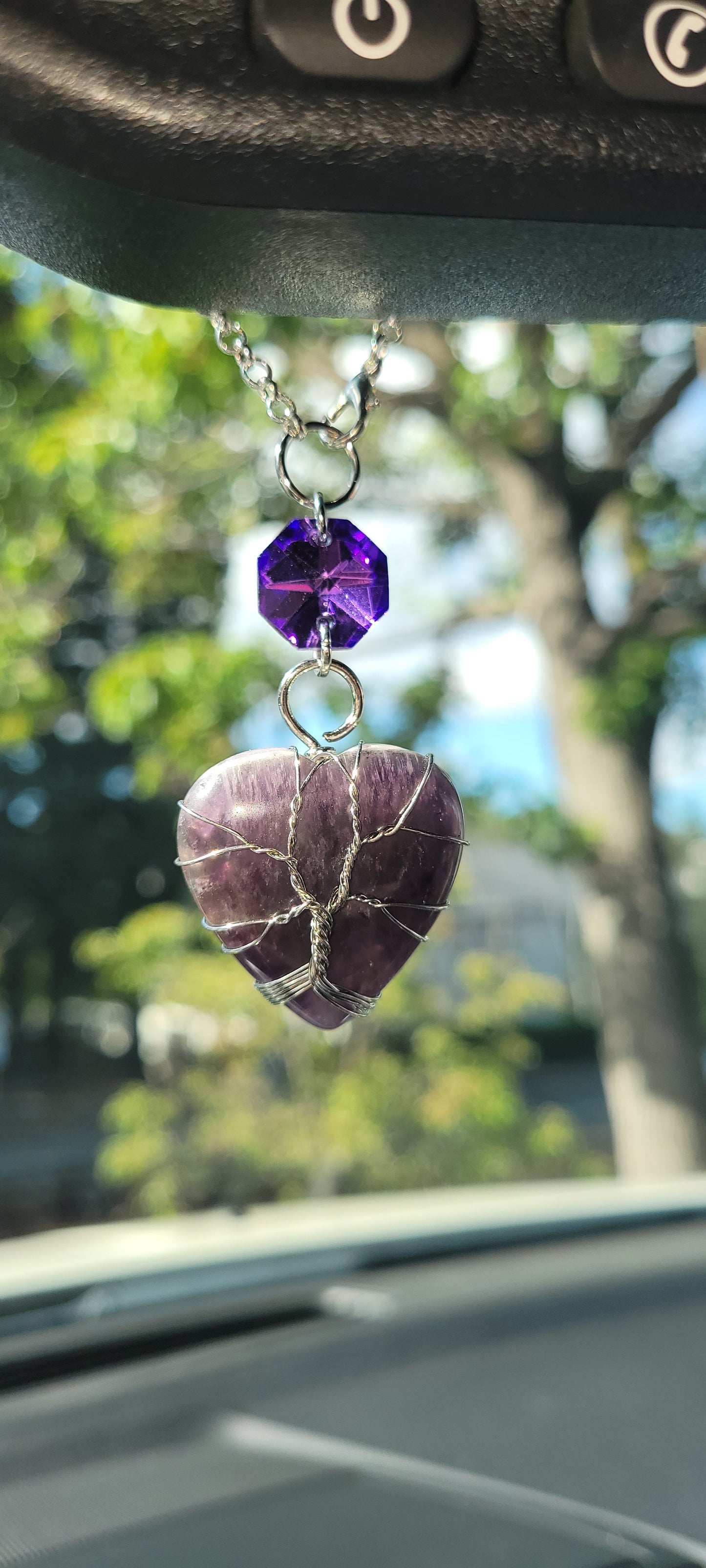 Amethyst Heart Car Charm