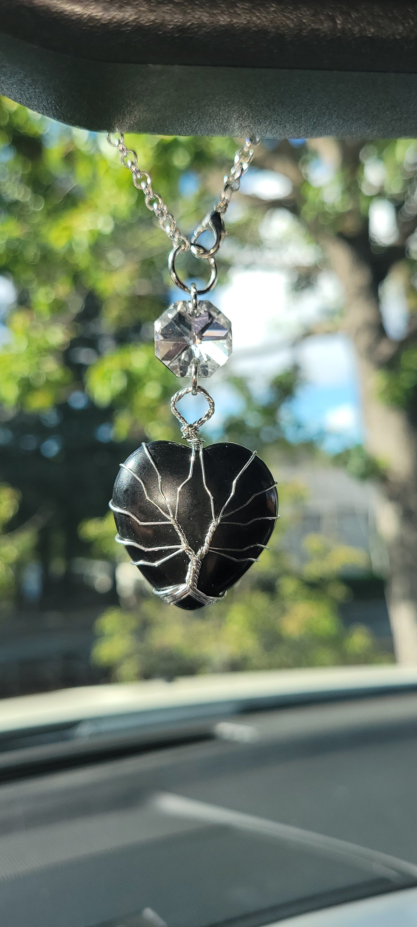 Black Obsidian Heart Car Charm