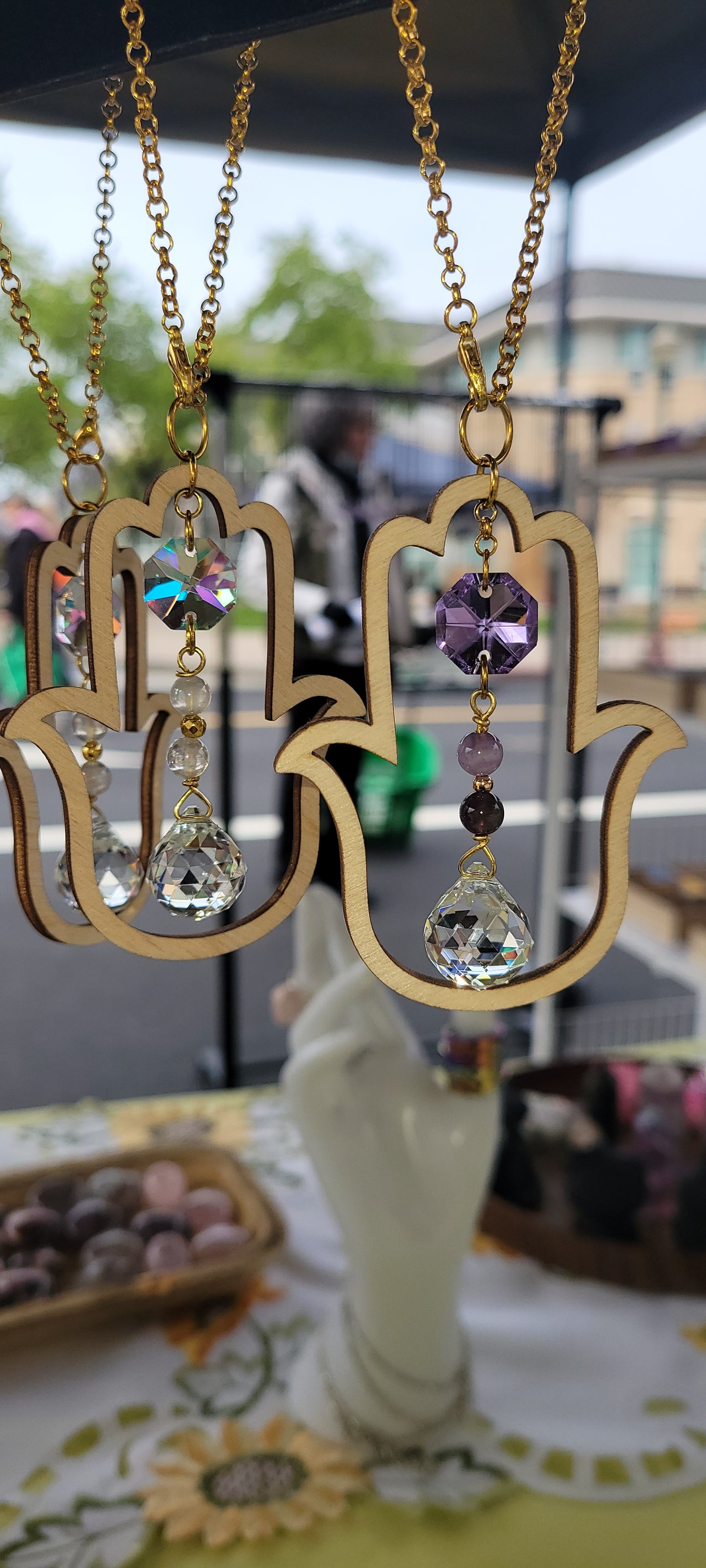 Protective Hand Crystal Car Charm
