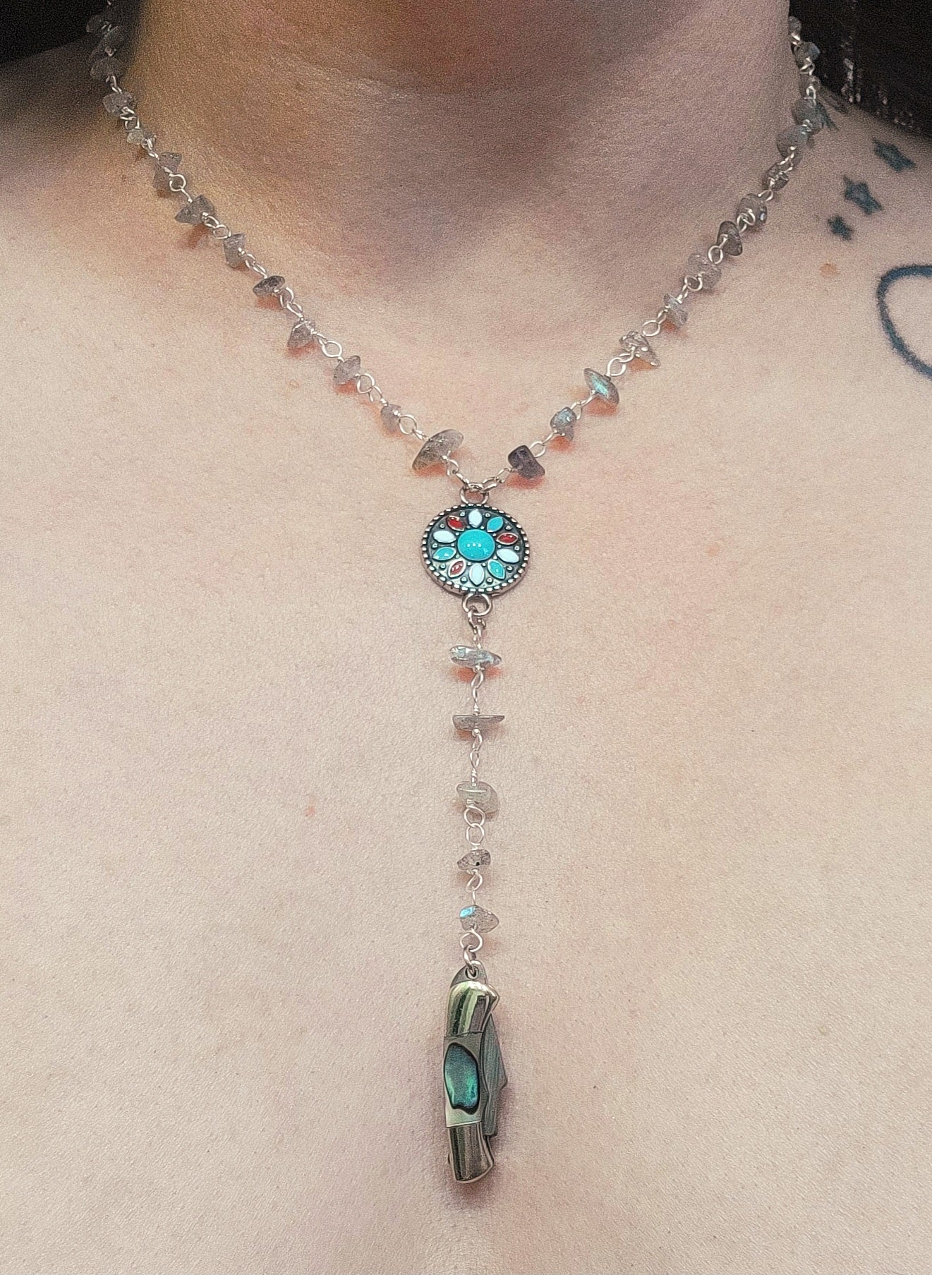 Mini Pocket Knife Choker (abalone shell)