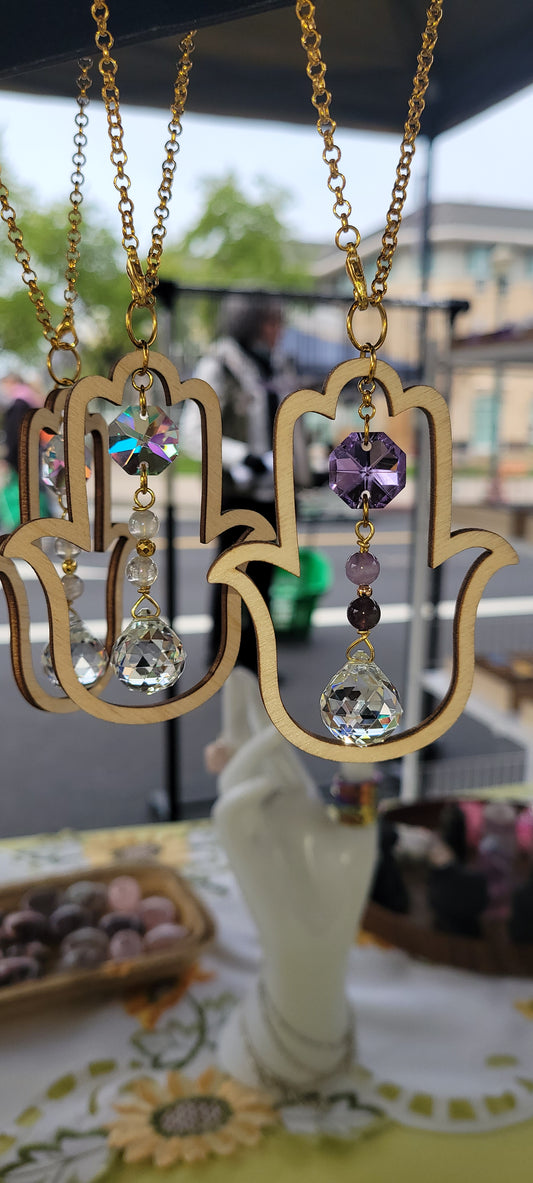 Protective Hand Crystal Car Charm